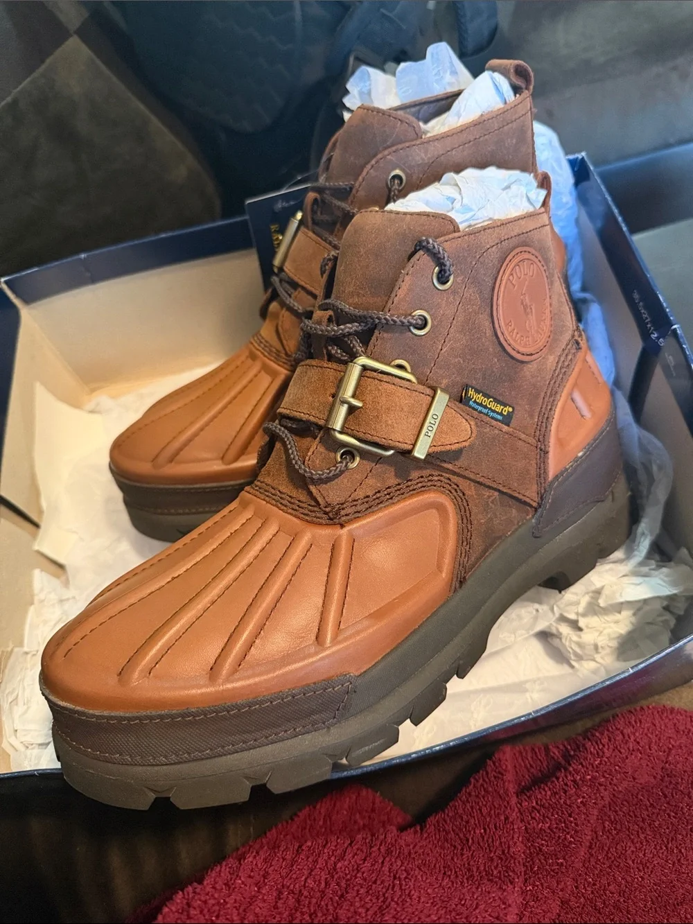 ** BRAND NEW ** Ralph Lauren Brown Leather & Suede Duck Boots
